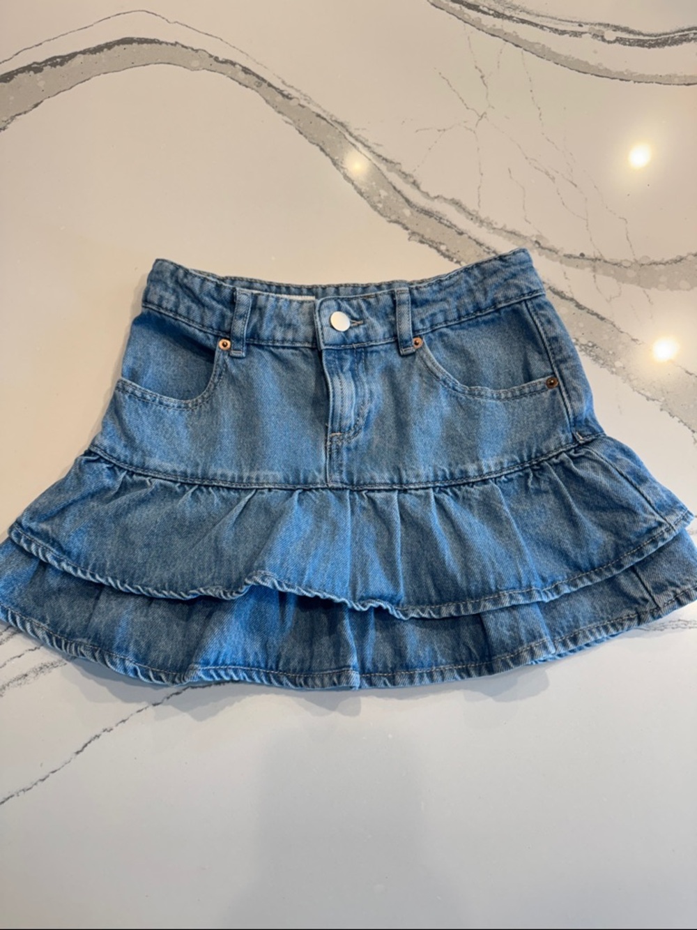 Zara Girls Ruffle Denim Skirt Size 11-12 Years